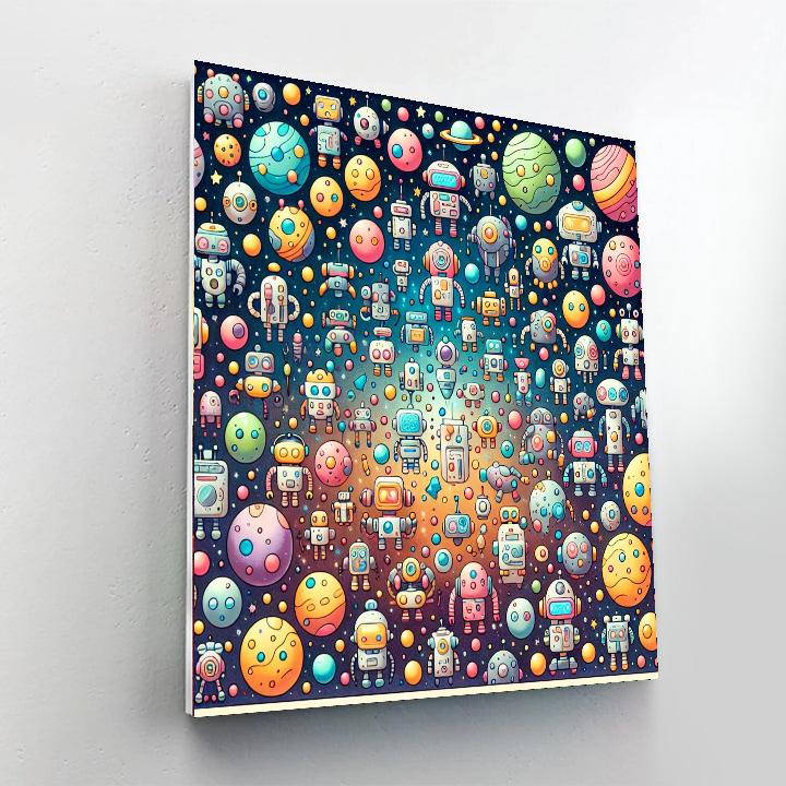 Silly Space Robots DIY Paint By Numbers