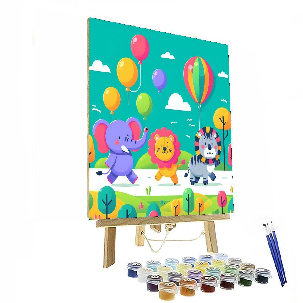 Rainbow Animal Parade Painting Number Kit