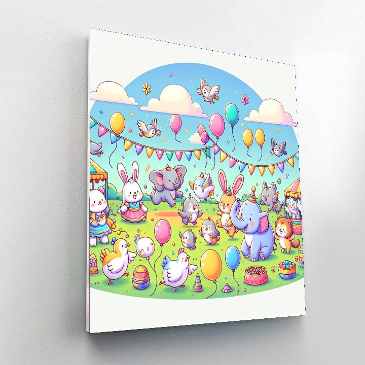 Cheerful Animal Festival Paint By Numbers Art