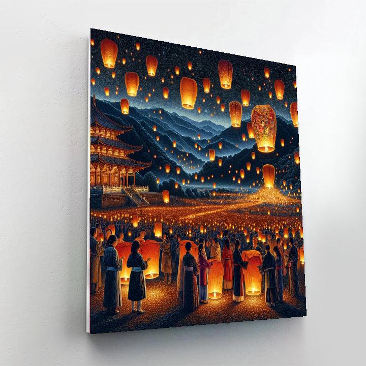 Pingxi Sky Lantern Festival - New Taipei City, Taiwan Painting Number Kit