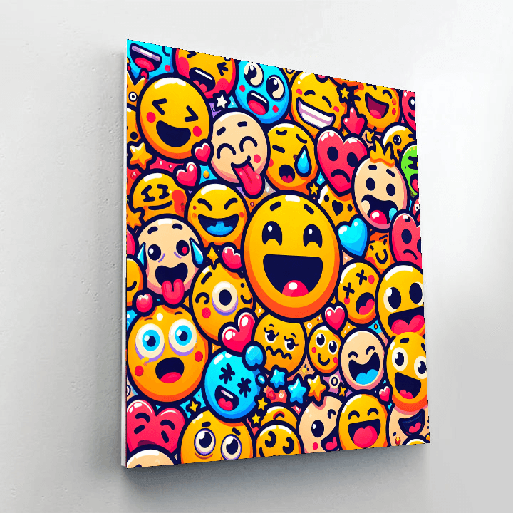 Funny Face Emoji Adventure Painting Number Kit