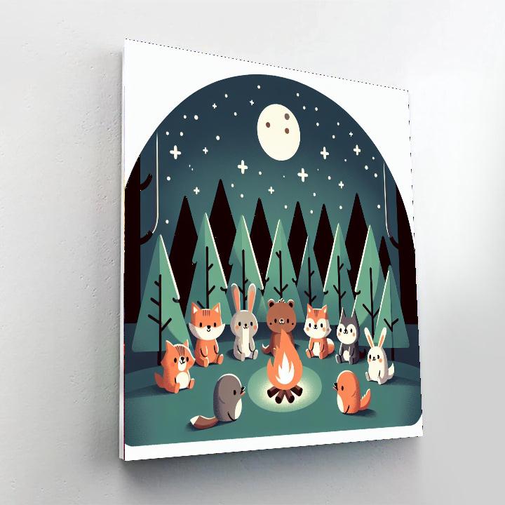 Woodland Critter's Campfire Numbered Painting Kits
