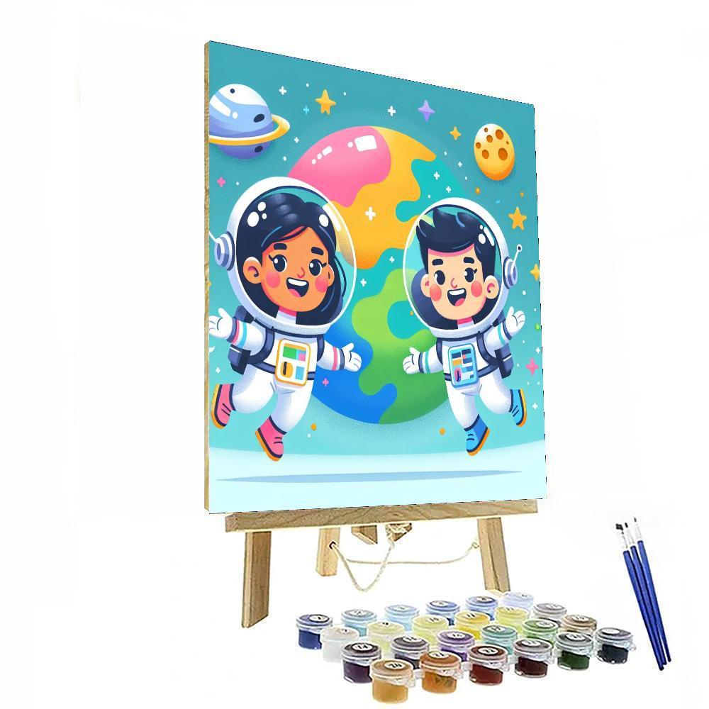 Friendly Astronauts In Space Paint By Color