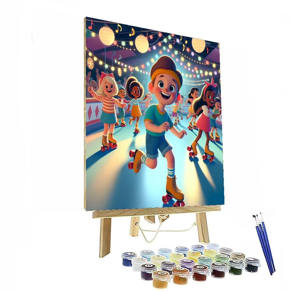 Retro Roller Skating Fun Paint By Numbers Art