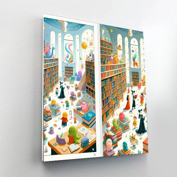 Whimsical Storybook Library Painting Number Kit