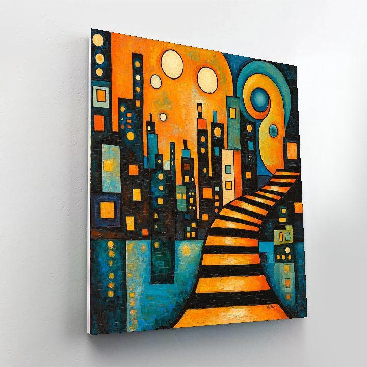 Wassily Kandinsky Inspired Rhythm Of The City At Dusk  Numbered Painting Kits