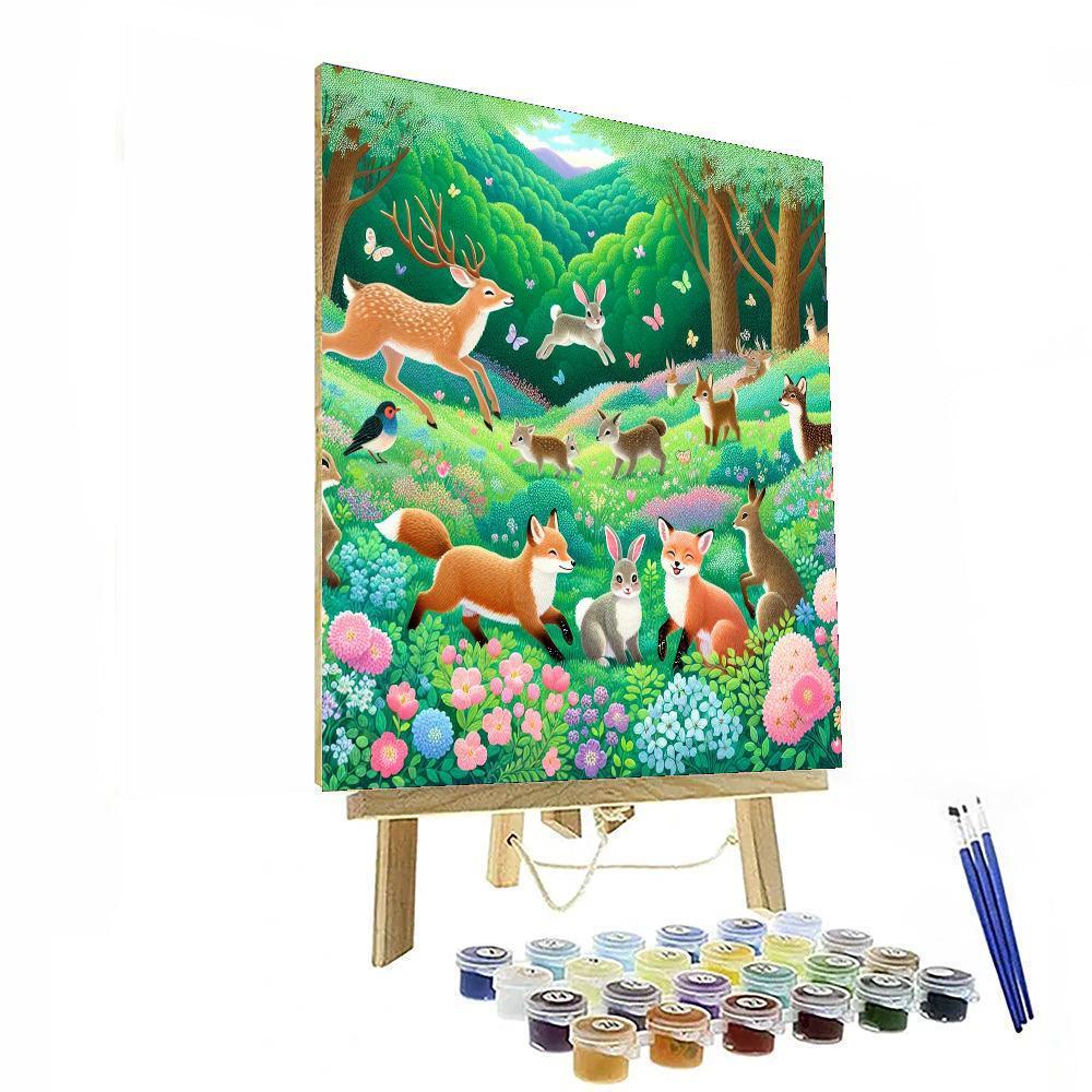 Frolicking Woodland Creatures Paint By Numbers Art