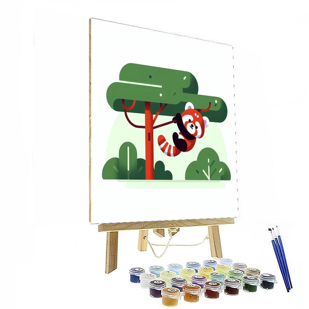 Radiant Red Panda Romp Paint By Color
