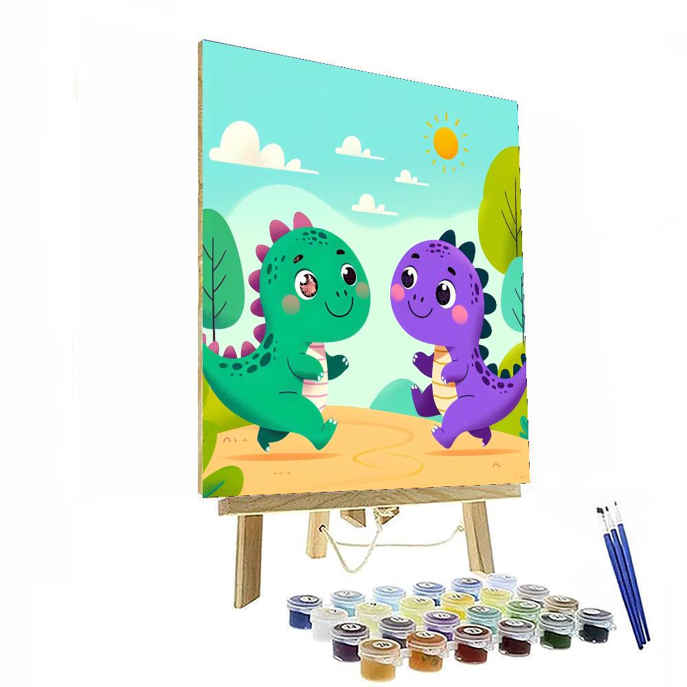 Playful Dinosaur Duo Numbered Painting Kits