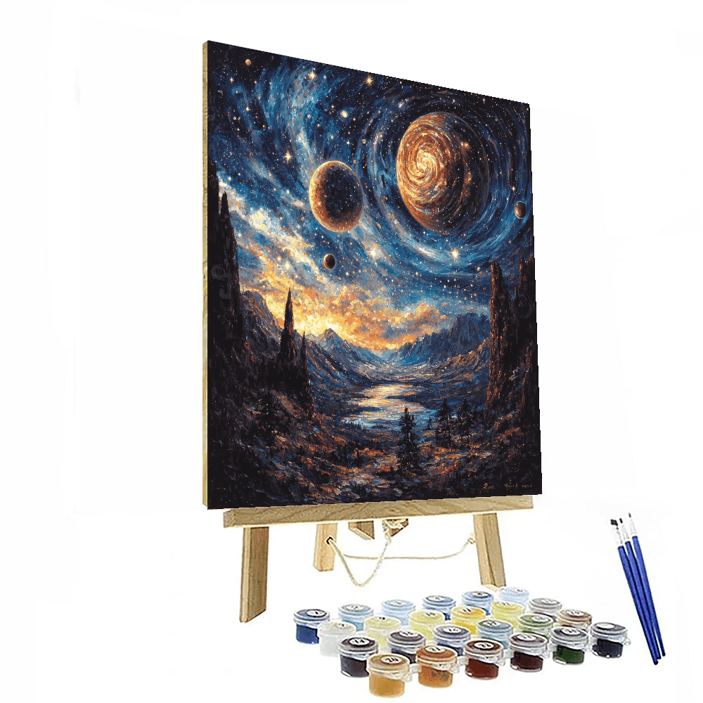 Chesley Bonestell Inspired Celestial Planetary Exploration - DIY Painting By Numbers Kit