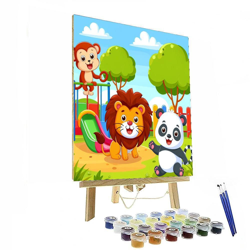 Playful Zoo Animals Painting By Numbers Kit