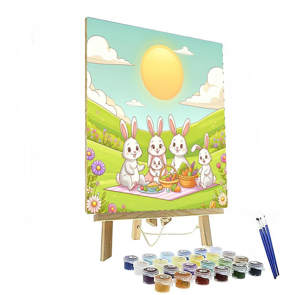 Playful Bunny Family Paint By Numbers Art