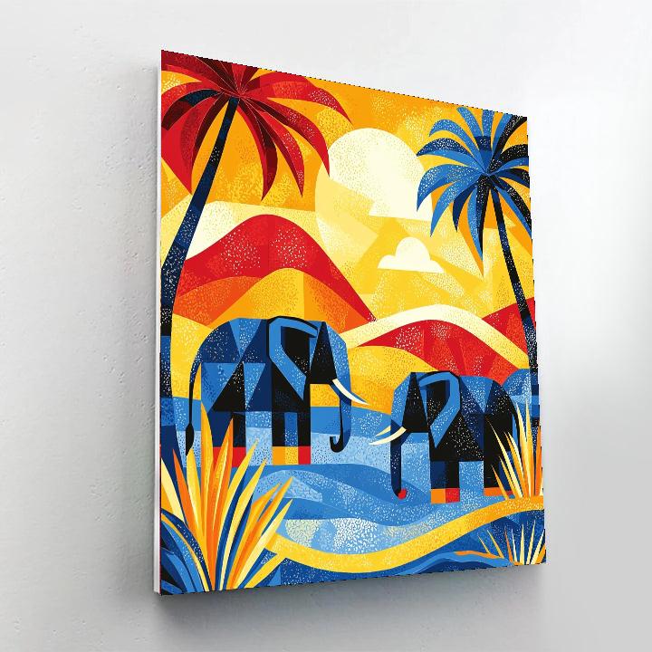 Picasso Inspired Cubist Safari  Number Painting