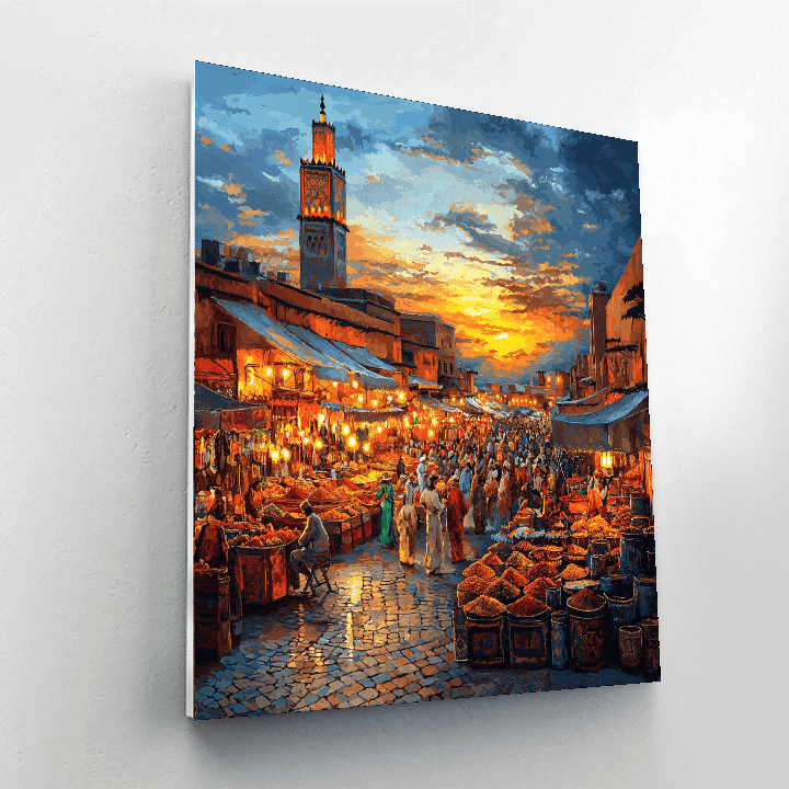 Djemaa El-fna - Marrakech, Morocco Numbered Painting Kits