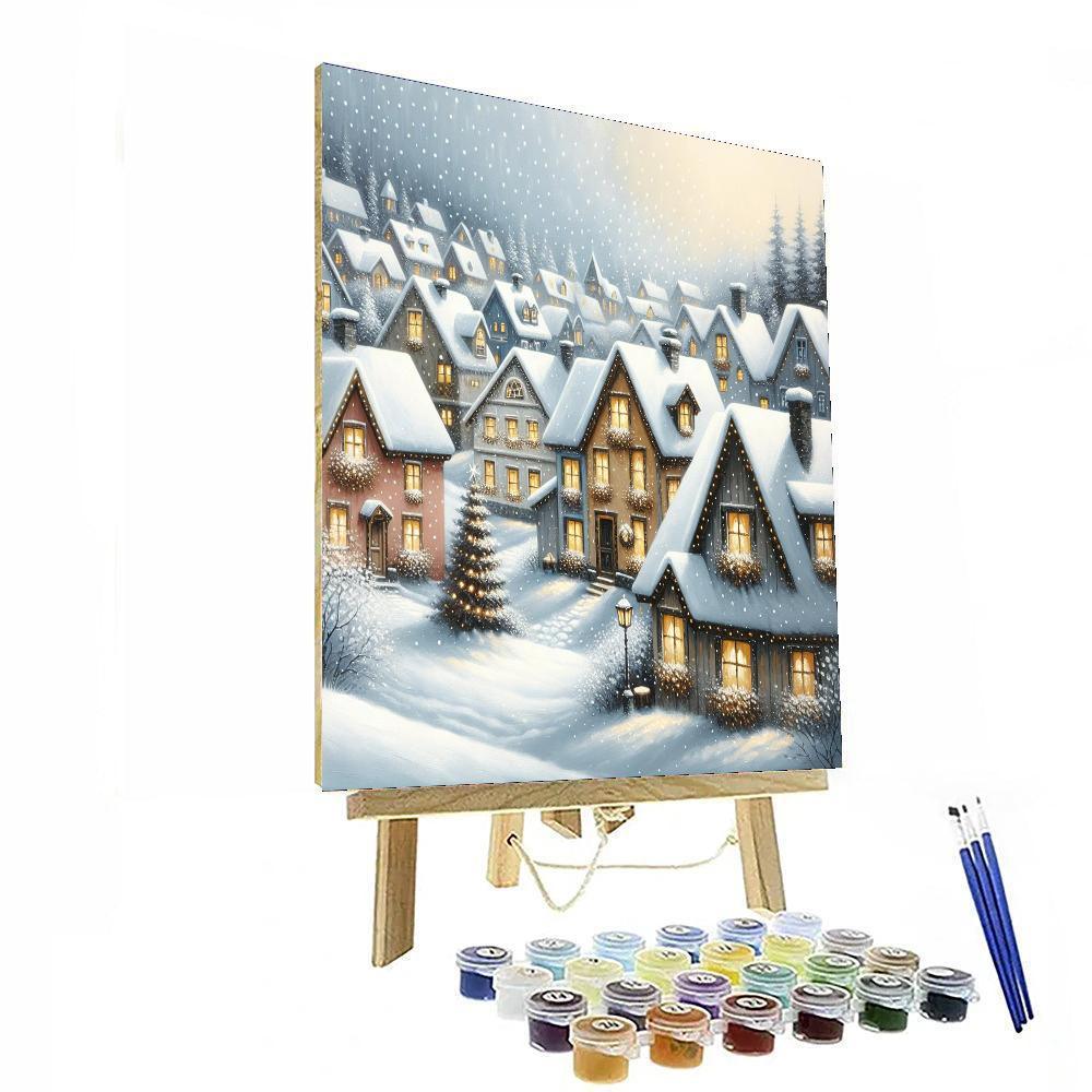 Snowy Village Wintertime Paint By Color