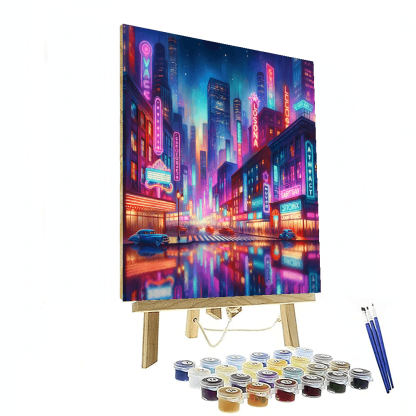 Retro Neon Cityscape Paint By Numbers