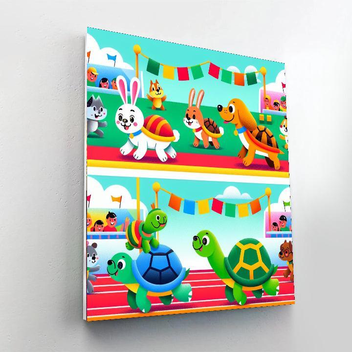 Silly Animal Race Paint By Numbers Art
