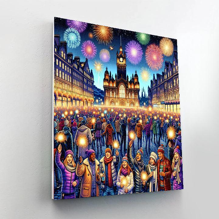 Hogmanay Street Party - Edinburgh, Scotland Painting By Numbers Kit