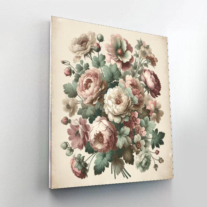 Antique Floral Collage Painting By Numbers Kit