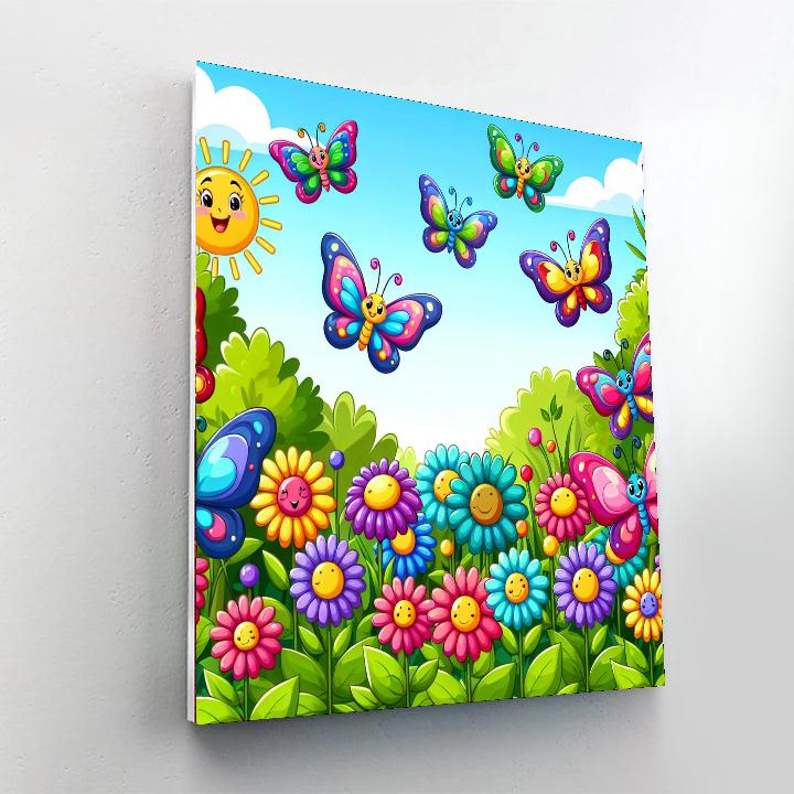 Colorful Garden Of Butterflies Numbered Painting Kits