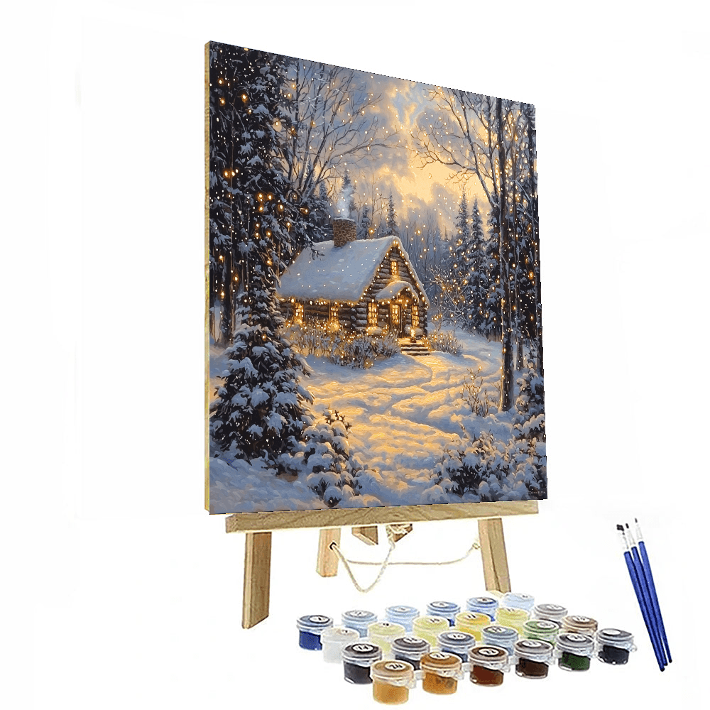 Thomas Kinkade Inspired Charming Winter Scene  Paint By Color