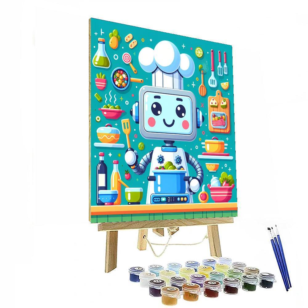 Friendly Robot Chef Paint By Numbers Art