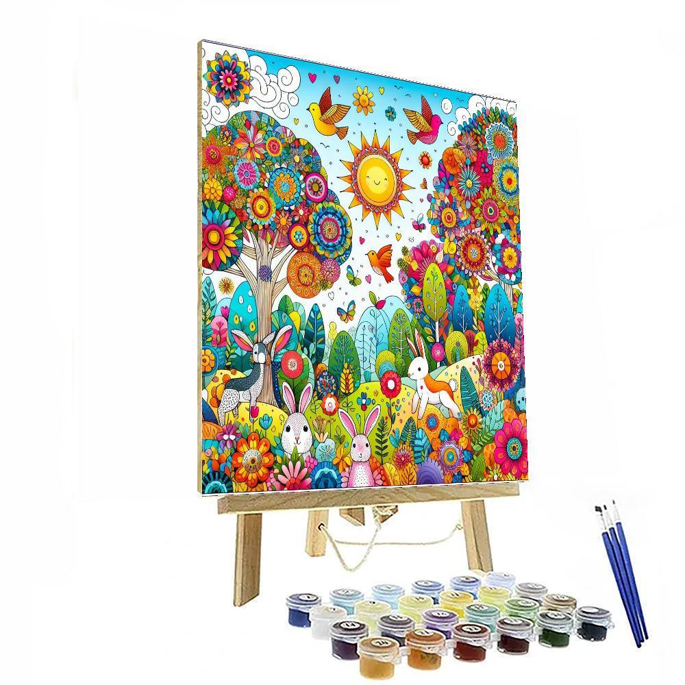 Colorful Whimsical Forest Paint By Numbers Art