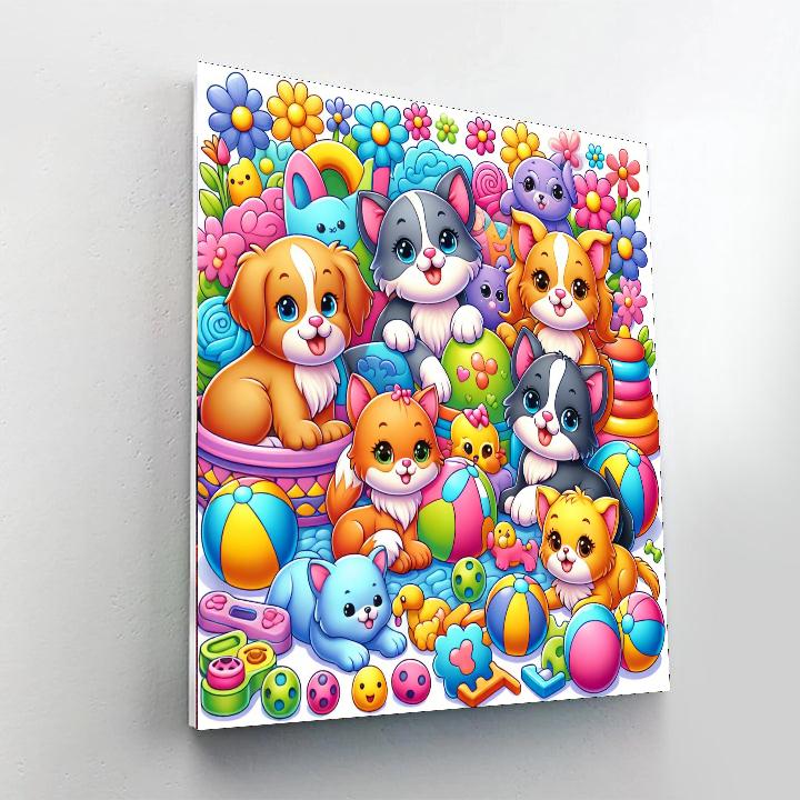 Adventure With Cute Pets Number Painting