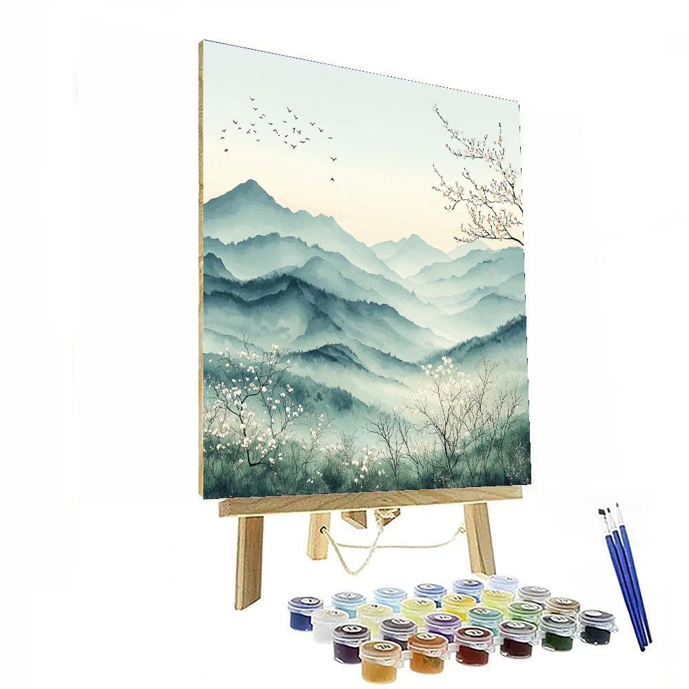 Zhao Mengfu Inspired Quiet Mountain Contemplation  Paint By Number
