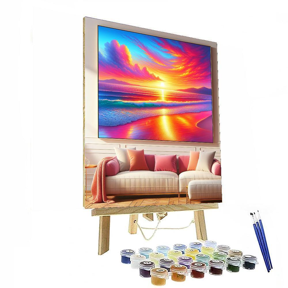 Glistening Beach Sunrise Paint By Color