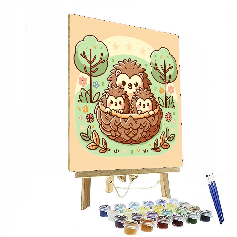 Adorable Hedgehog Family Numbered Painting Kits