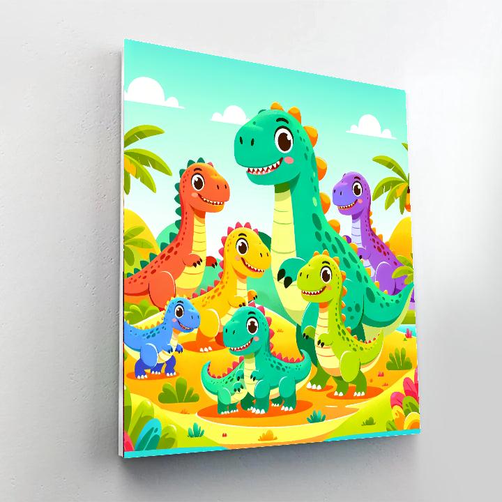 Colorful Dinosaur Family Paint By Numbers Kits