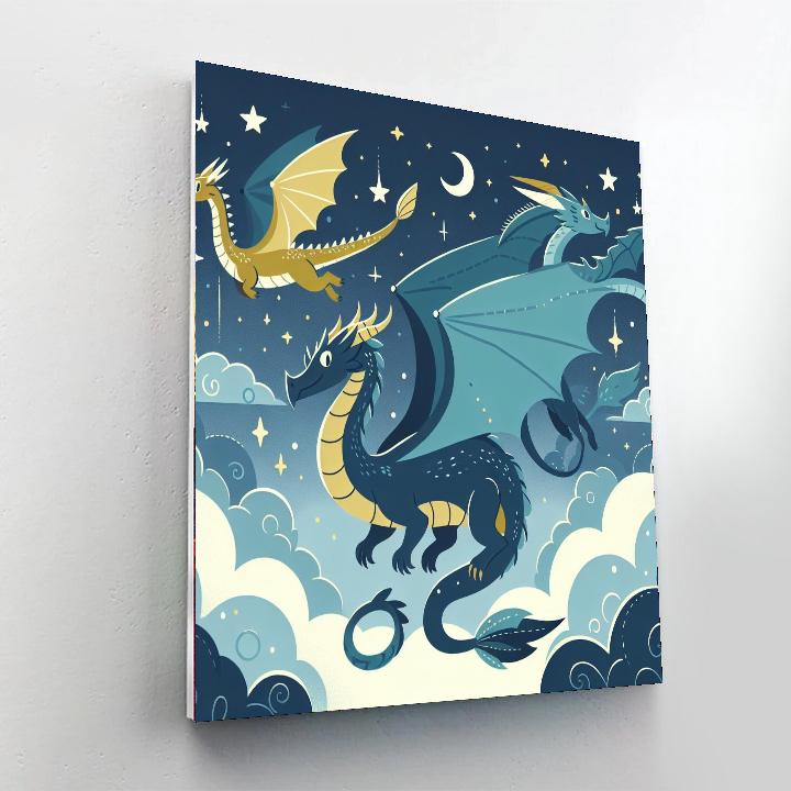 Dragon's Midnight Flight Paint By Numbers Art