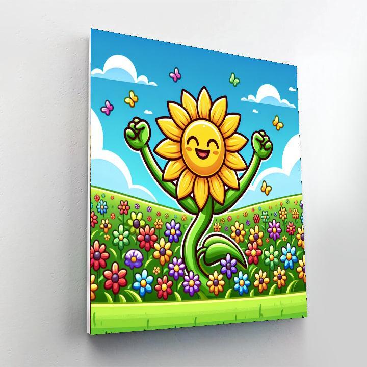 Bouncy Sunflower Friend DIY Paint By Numbers