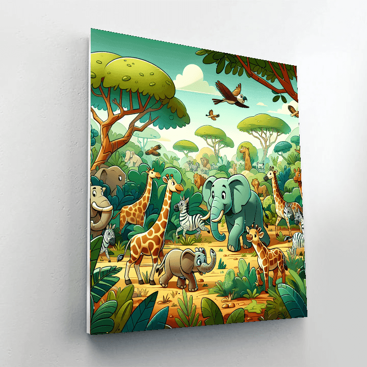 Cheerful Animal Safari Paint By Numbers Art