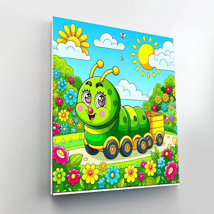 Cheerful Caterpillar Car DIY Paint By Numbers