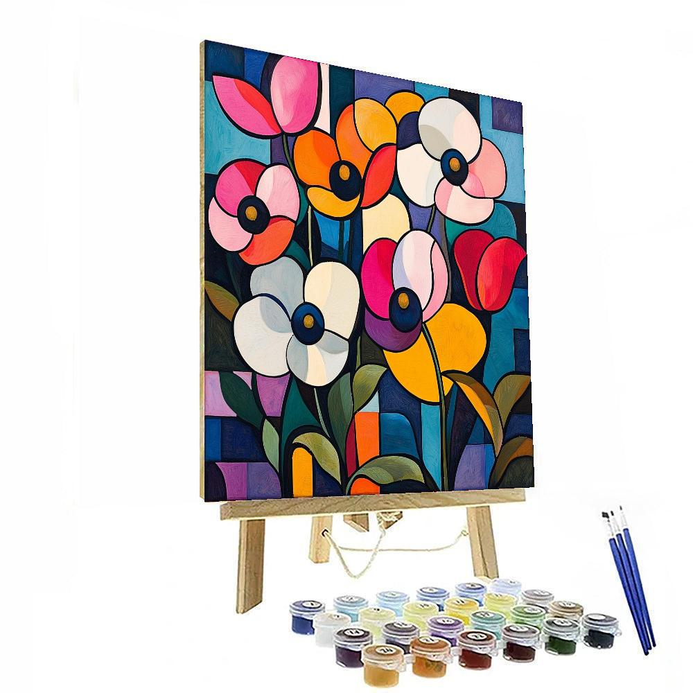 Paul Cézanne Inspired Geometric Floral Symphony  Number Painting