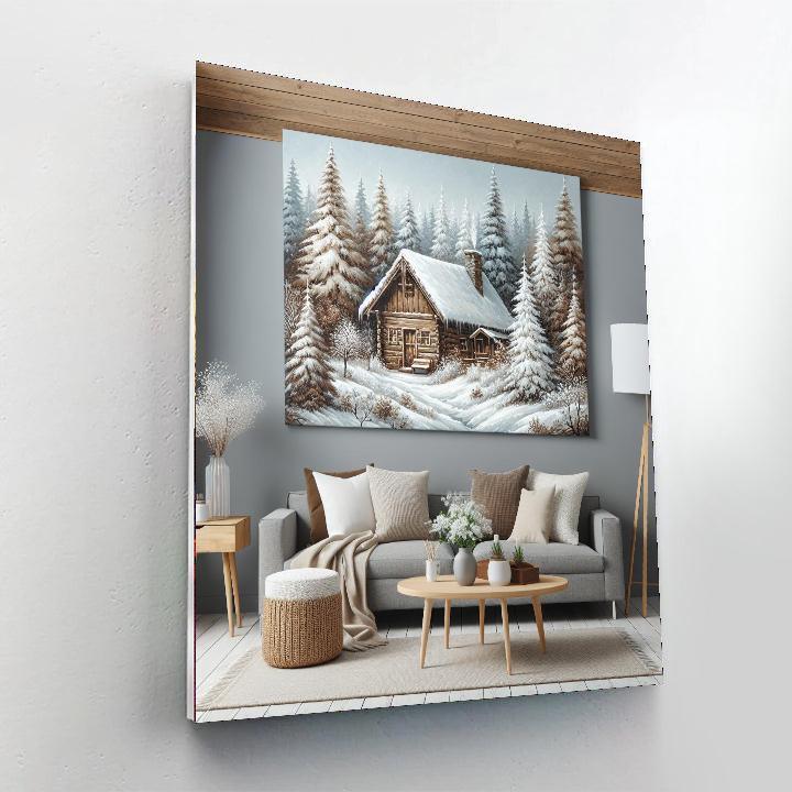 Rustic Winter Cabin Retreat DIY Paint By Numbers