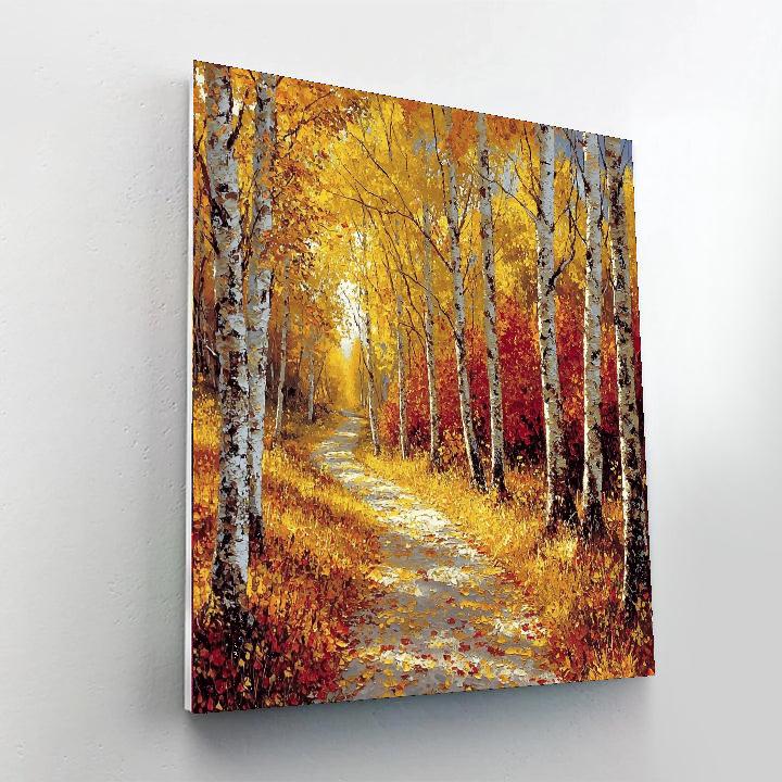 Kinkade Inspired Golden Autumn Trail  Number Painting
