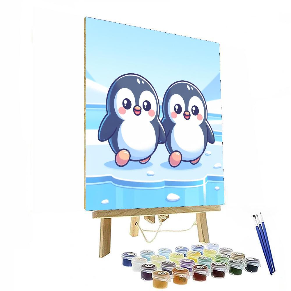 Friendly Penguin Parade Paint By Numbers Art