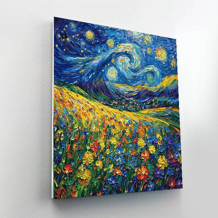 Vincent Van Gogh Inspired Starry Night Flowers  DIY Paint By Numbers