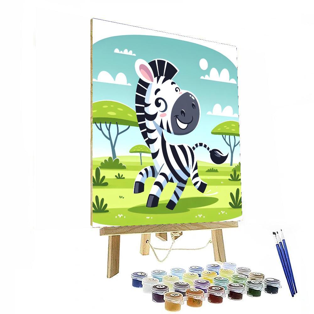 Lively Zebra Paint By Numbers Art
