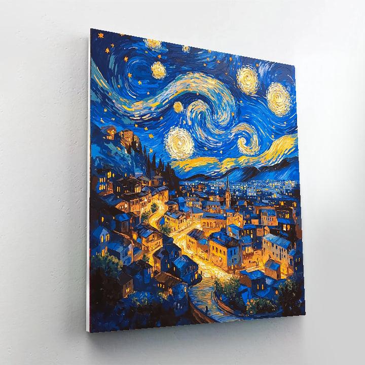 Vincent Van Gogh Inspired Whimsical Night Cityscape  Paint By Numbers Kits