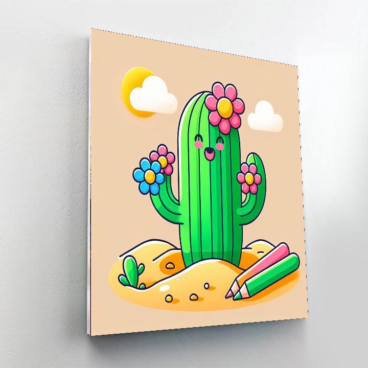 Bright Desert Cactus Paint By Number