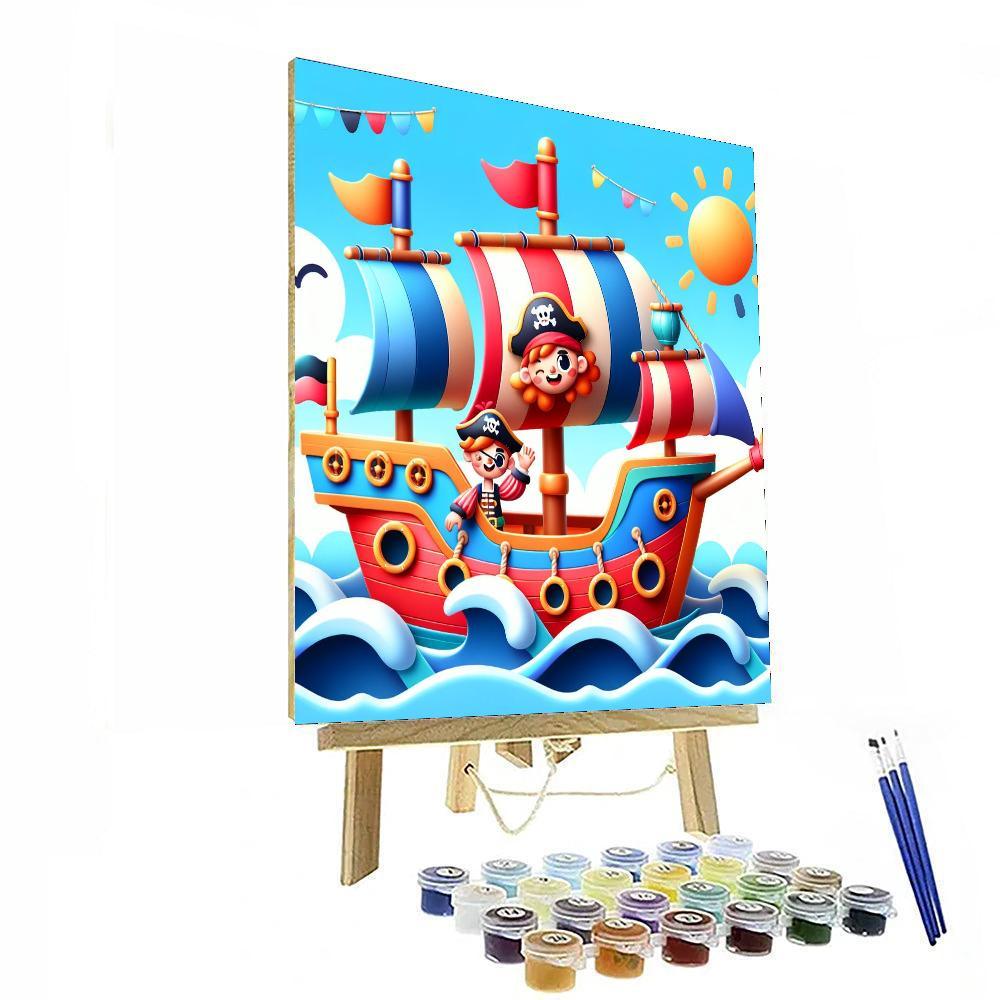 Playful Pirate Ship Paint By Numbers Art