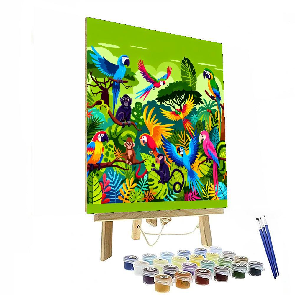 Cheerful Rainforest Encounter Paint By Numbers Art