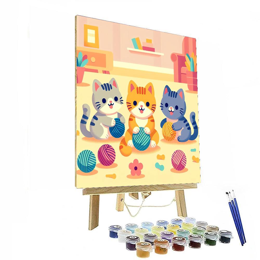 Cuddly Kittens And Yarn Painting By Numbers Kit