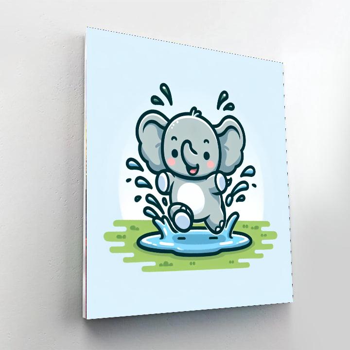 Playful Baby Elephant Paint By Numbers Art