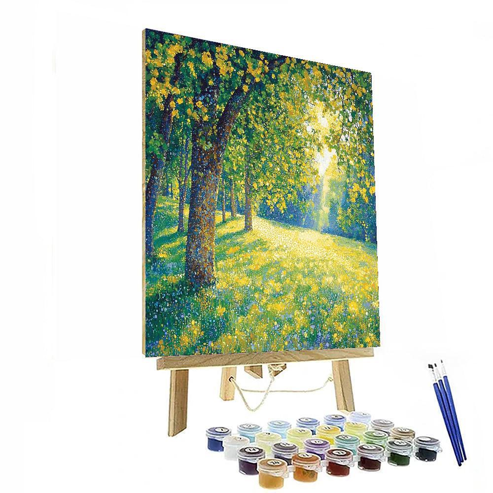 Georges Seurat Inspired Golden Meadows  Number Painting