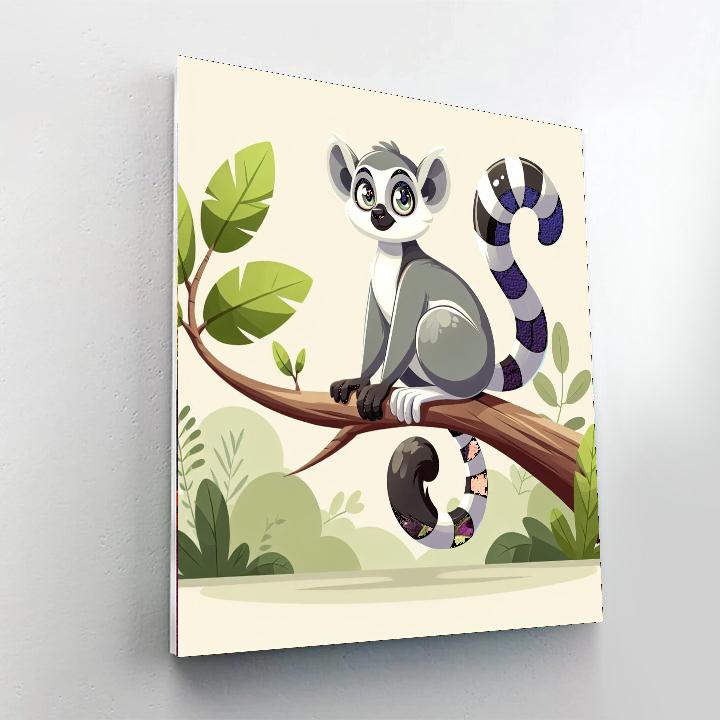 Radiant Ring-tailed Lemur Paint By Numbers Art
